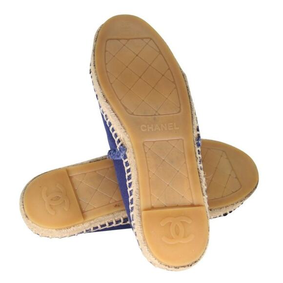 Chanel Espadrille 36 Canvas Linen Raw Edge Cap-toe Cc Flats CC-S0207P-C016 - Picture 10 of 11